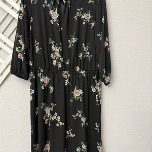 H&M Black Floral Long Sleeve Dress